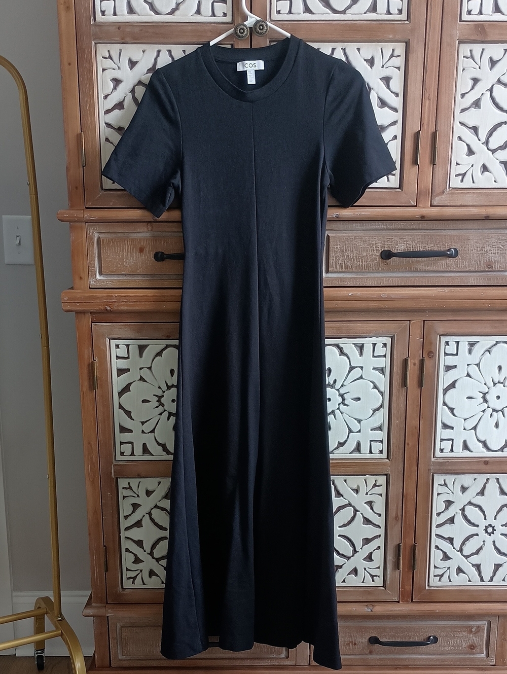 COS Black Short-Sleeve Maxi Dress